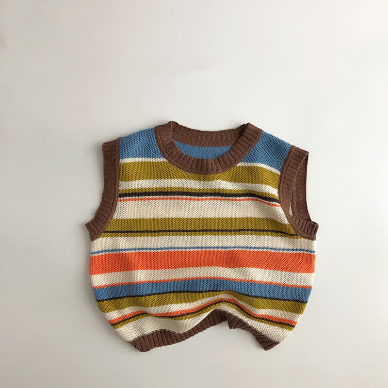 Toddler Multicolor Knitted Striped Vest