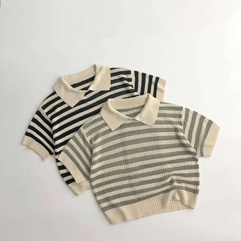 Toddler Polo Hollow Out Striped T-shirt