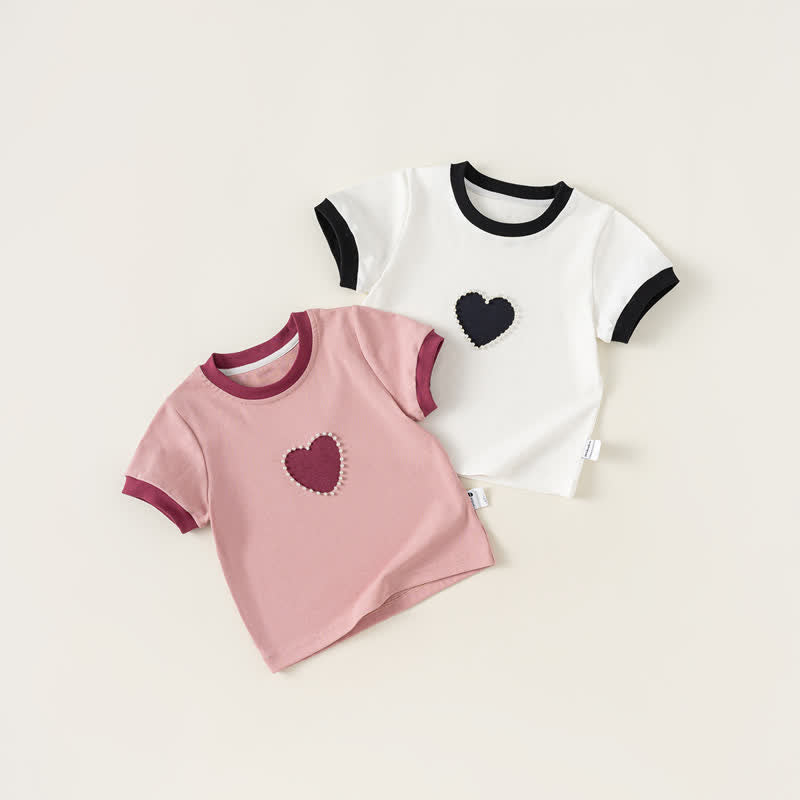 Toddler Girl Faux Pearl Heart T-shirt