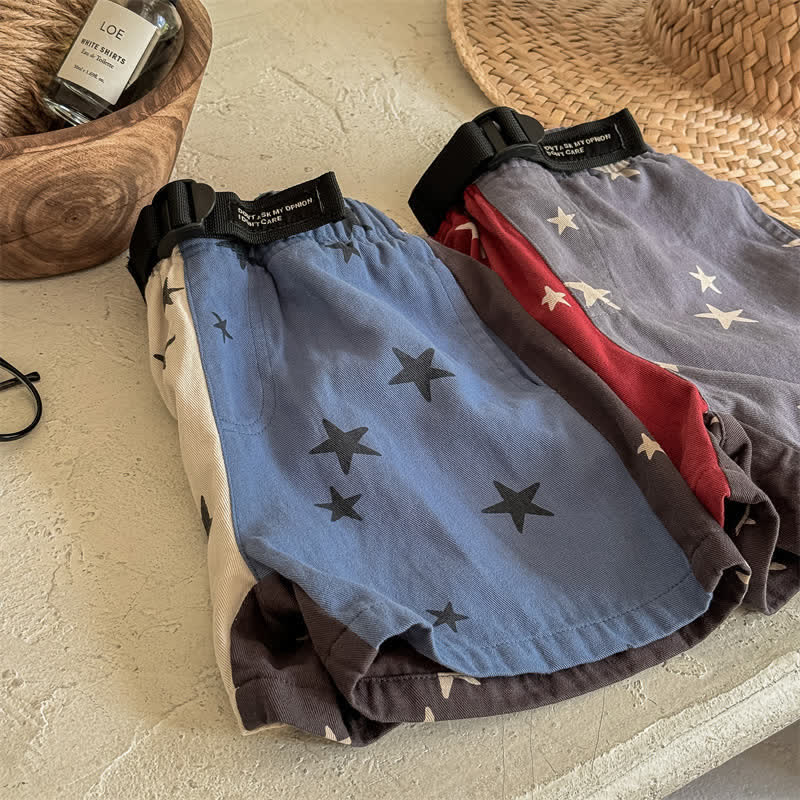 Toddler Decorative Belt Splicing Star Shorts