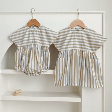 Baby Toddler Striped Khaki Bodysuit Dress