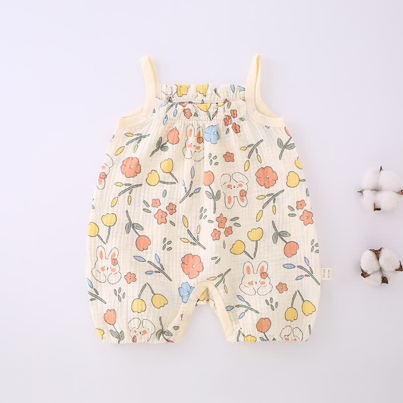 Baby Flower Bow Peach Animal Romper