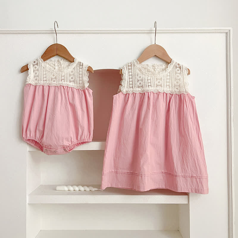 Baby Toddler Lace Splicing Bodysuit Dress