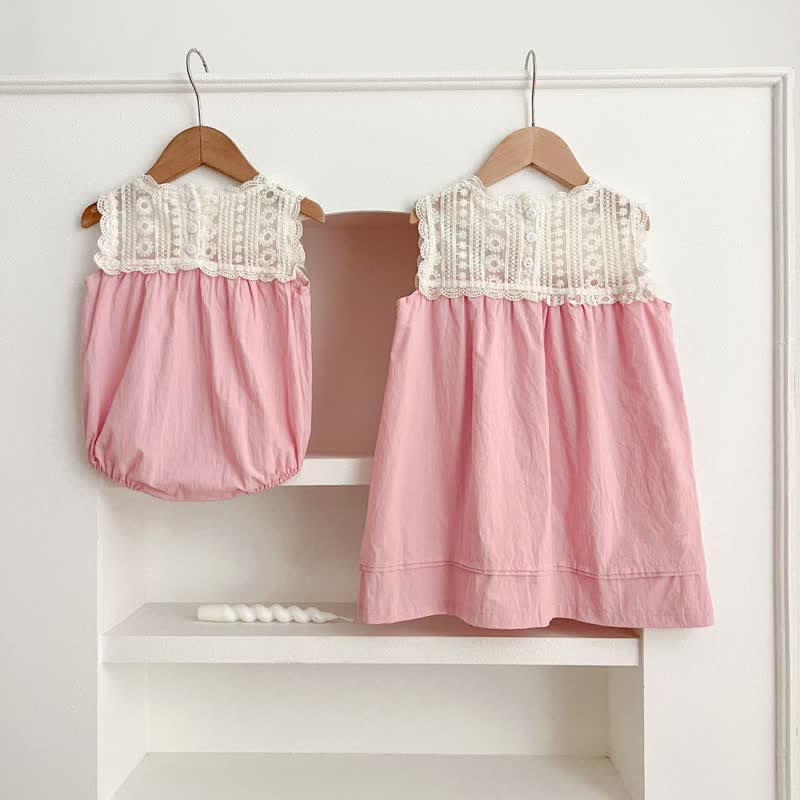 Baby Toddler Lace Splicing Bodysuit Dress