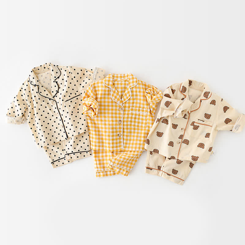 Baby Lapel Top & Pants Pajamas Set