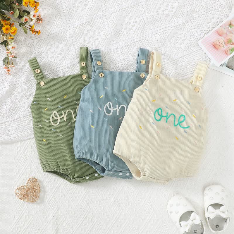 ONE Baby Embroidered Corduroy Bodysuit