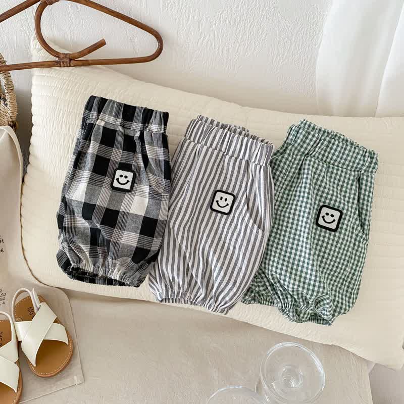 Baby Toddler Smile Plaid Striped Shorts