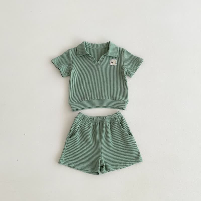 Baby 2-Piece Green Polo Waffle Set