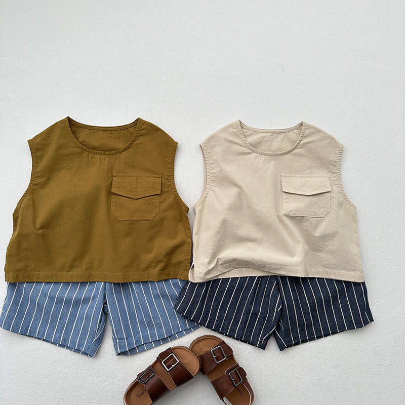 Toddler Boy Vertical Striped Loose Shorts