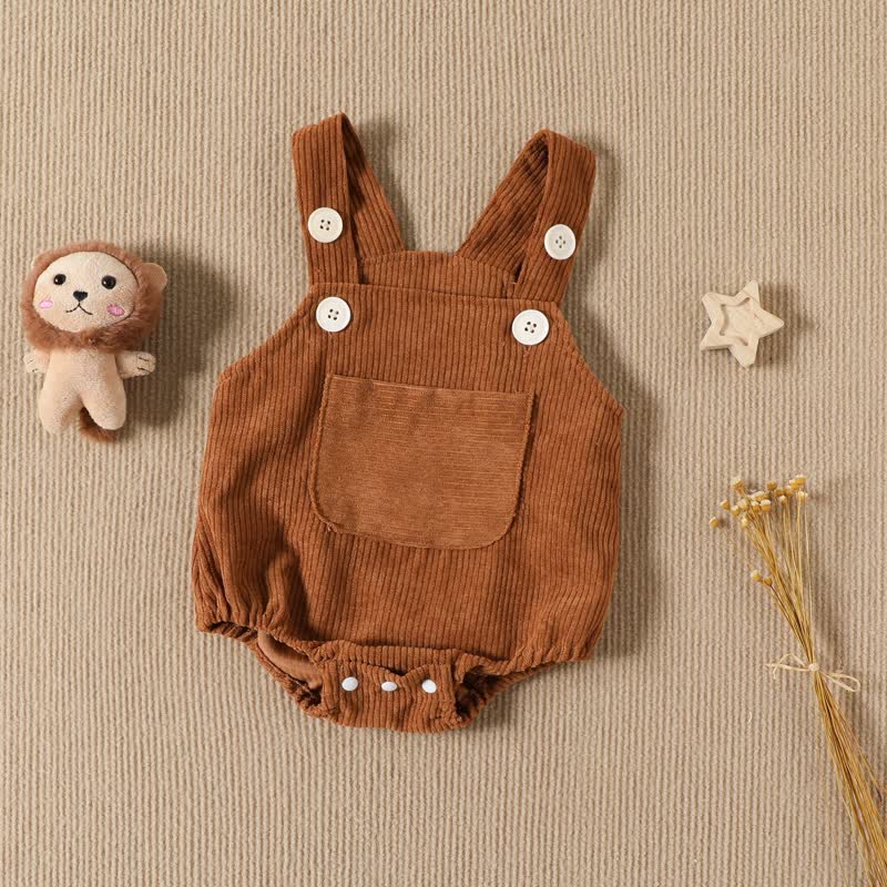 Baby Pocket Corduroy Solid Color Overalls