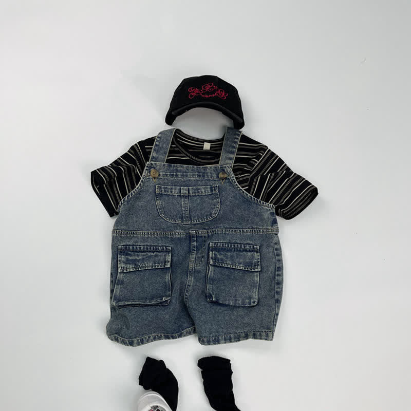 Toddler Retro Denim Worker Pocket Overalls