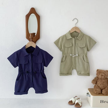 Baby Solid Color Worker Polo Romper