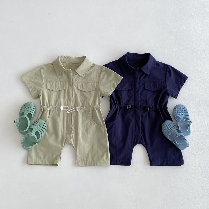 Baby Solid Color Worker Polo Romper