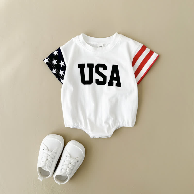 USA Baby Star Striped Casual Bodysuit