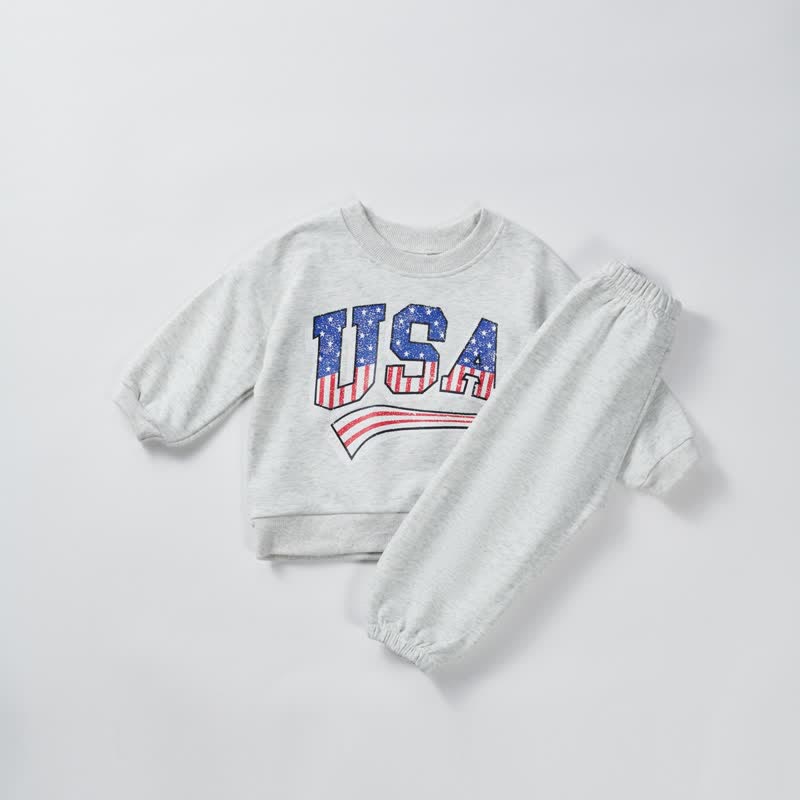 USA Baby 2-Piece Grey Sweatsuit Set