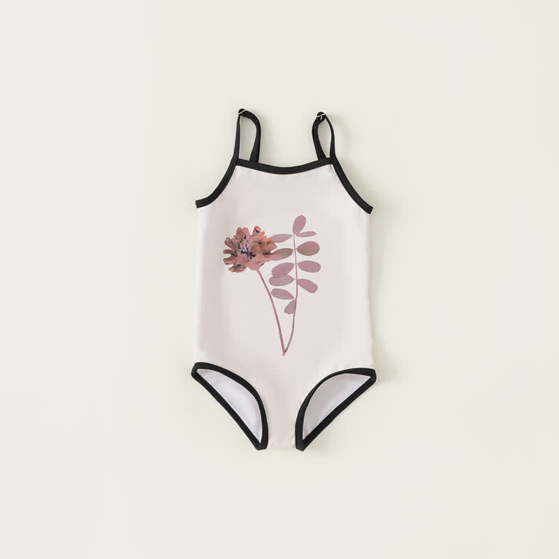 Toddler Girl Flower Suspenders Swimwear