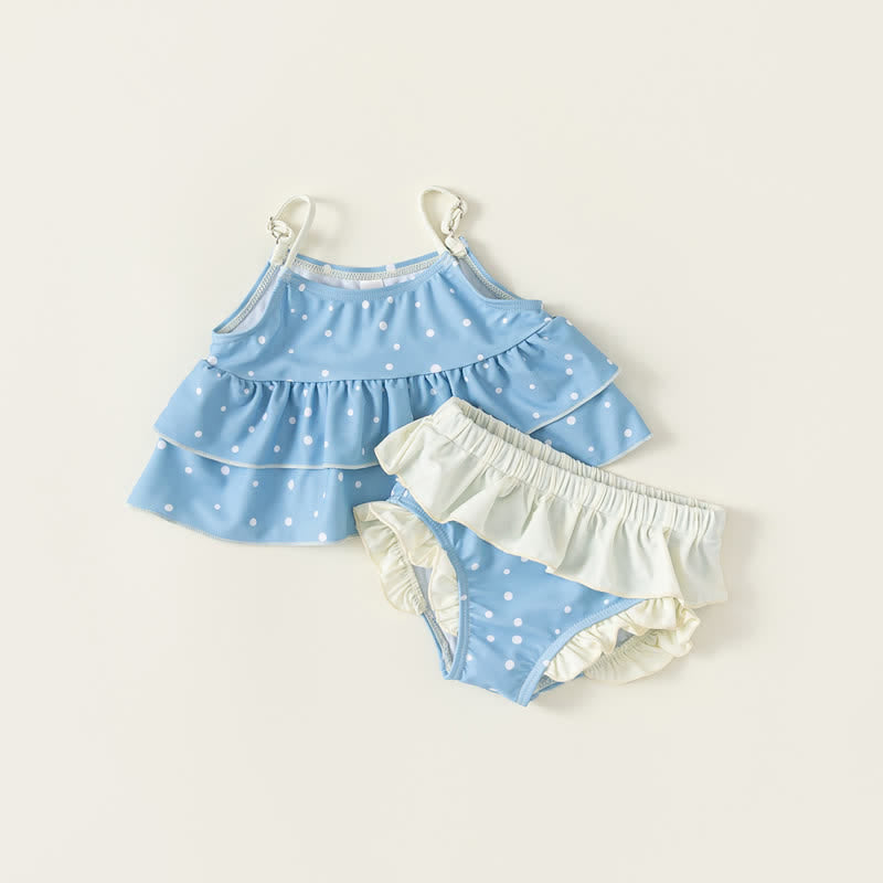 Toddler Girl 2-Piece Blue Dots Swimwear