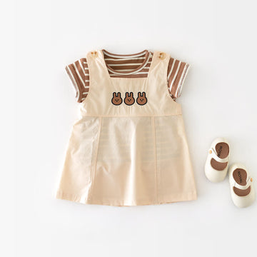 Baby 2-Piece Beige Animal Striped Set