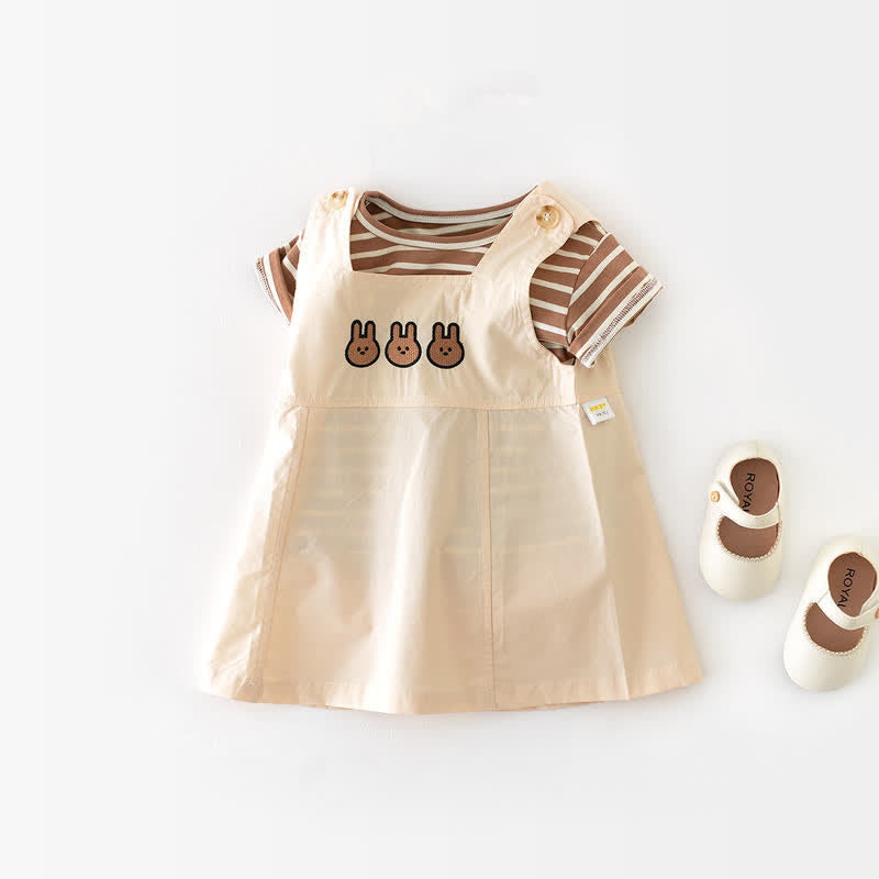 Baby 2-Piece Beige Animal Striped Set