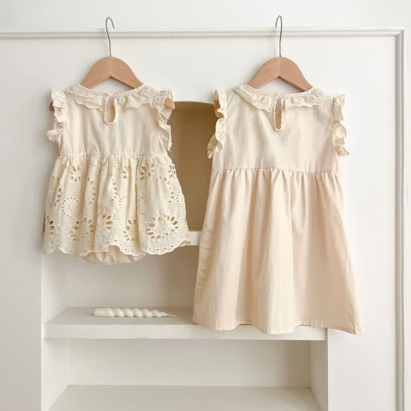 Baby Toddler Solid Color Apricot Bodysuit Dress