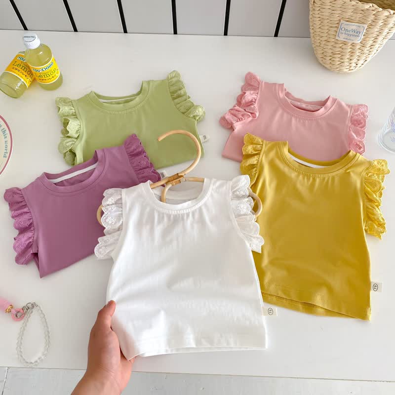 Baby Toddler Solid Color Lace Tank Top