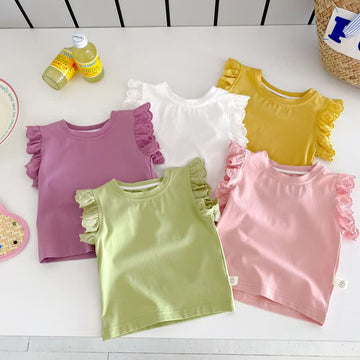 Baby Toddler Solid Color Lace Tank Top