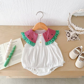 Baby Watermelon Plaid Lovely White Bodysuit