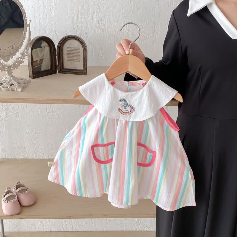 Baby Toddler Vertical Striped Unicorn Dress