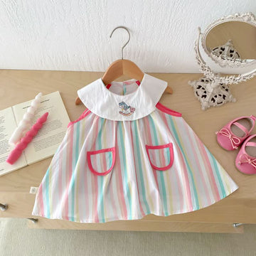 Baby Toddler Vertical Striped Unicorn Dress