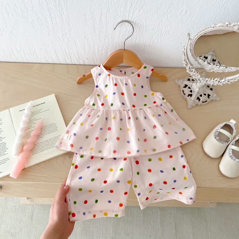 Baby Toddler Girl 2-Piece Colorful Dots Set