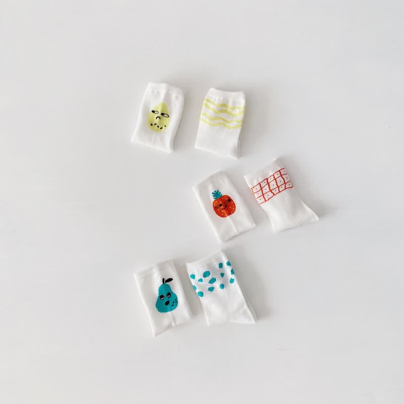 3 Pairs Baby Fruit Soft White Socks