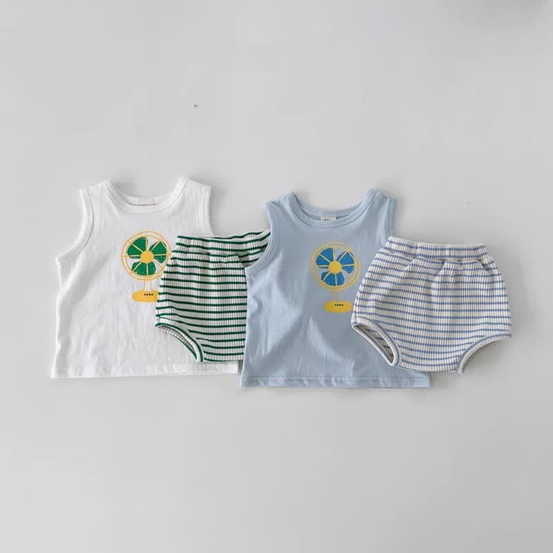 Baby 2-Piece Printed Fan Striped Set