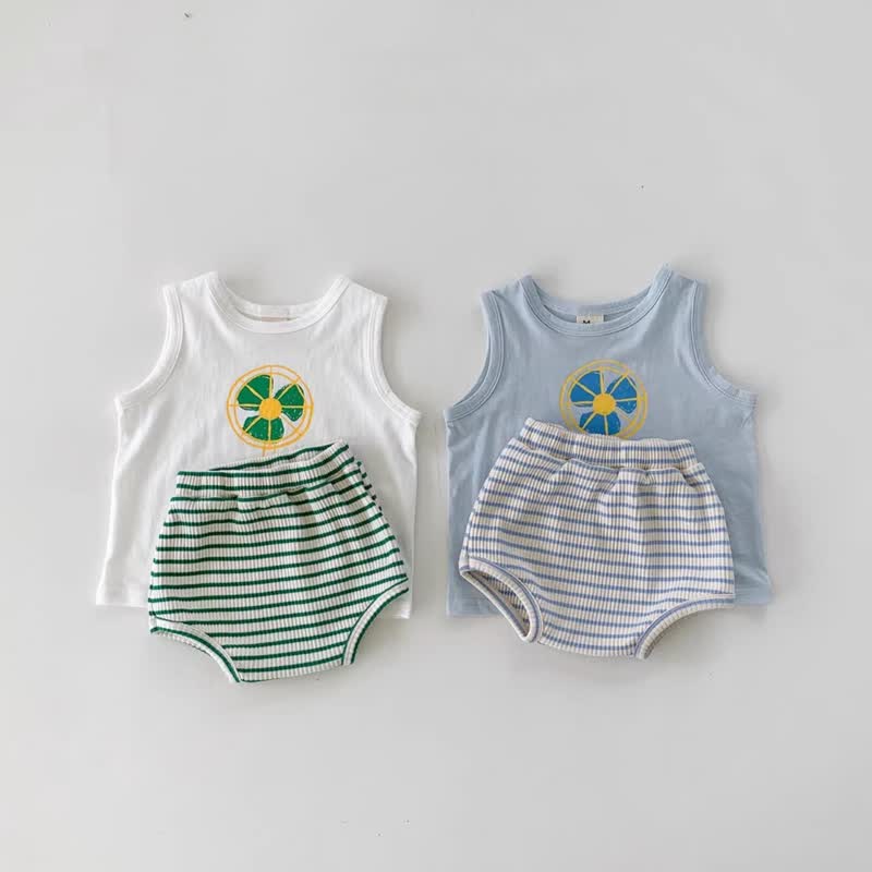 Baby 2-Piece Printed Fan Striped Set