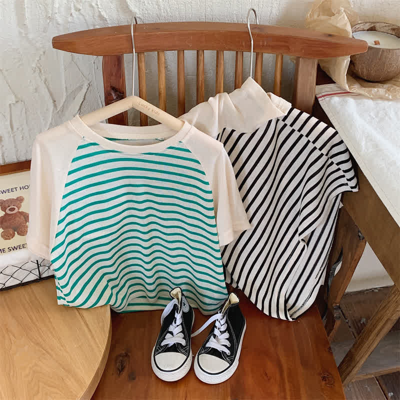 Toddler Striped Contrast Sleeves T-shirt