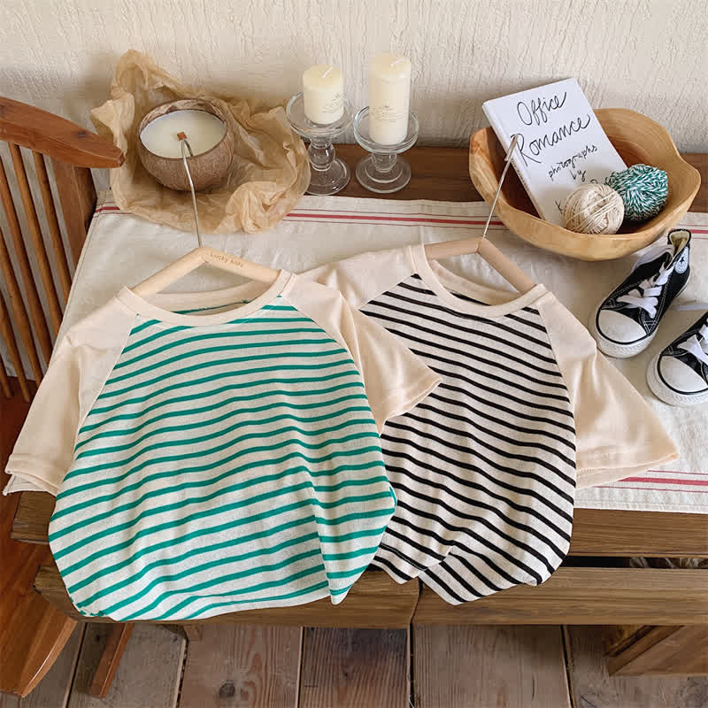 Toddler Striped Contrast Sleeves T-shirt