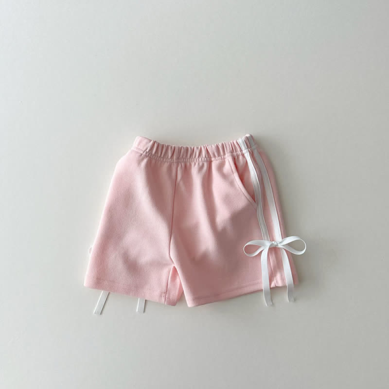 Toddler Vertical Striped Sweet Bow Shorts