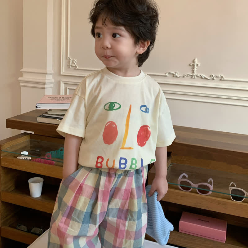 BUBBLE Toddler Face Plaid T-shirt Pants