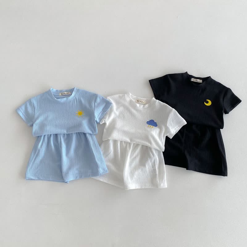 Toddler 2-Piece Embroidered Cloud Sun Moon Set