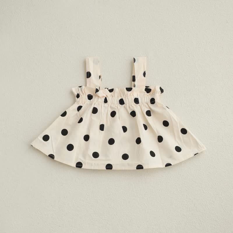 Baby Dot Camisole Bowknot Shorts with Hat