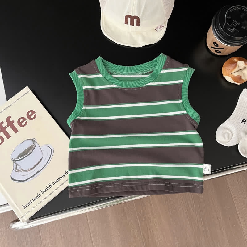 Baby Boy Green Striped Tank Top