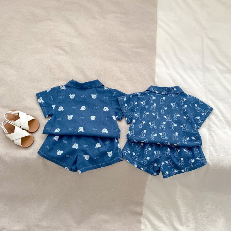 BEAR Baby 2-Piece Denim Dino Blue Set