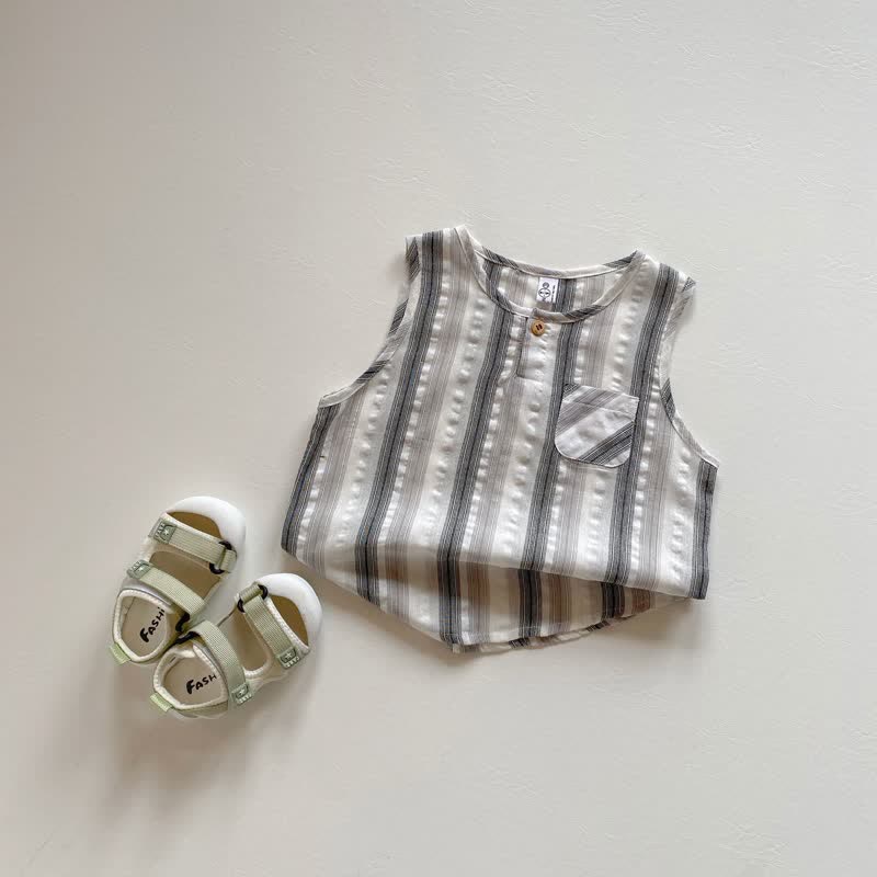 Toddler Vertical Striped Pocket Tank Top