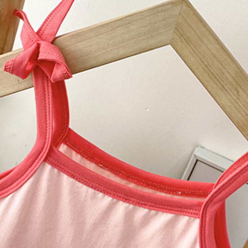 Baby Pink Heart Layered Suspenders Bodysuit