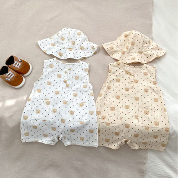 Baby Cute Bear Dots Romper with Hat