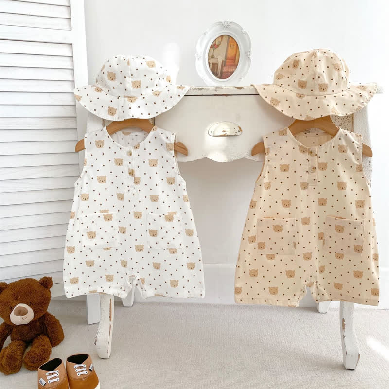 Baby Cute Bear Dots Romper with Hat