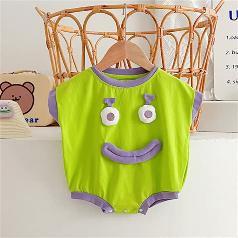 Baby Personality Funny Face Green Bodysuit