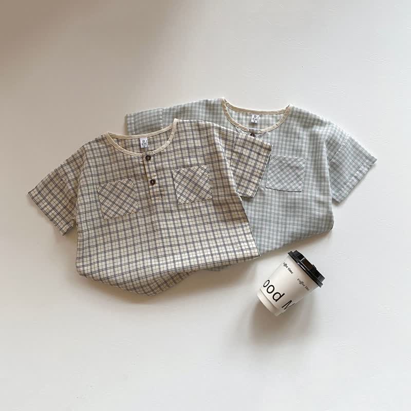 Toddler Pocket Casual Plaid Soft T-shirt