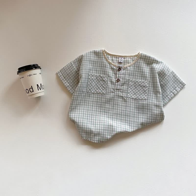 Toddler Pocket Casual Plaid Soft T-shirt