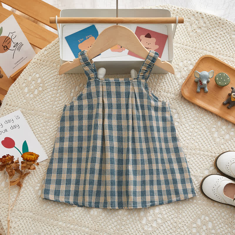 Baby Plaid Bunny Sweet Suspenders Dress