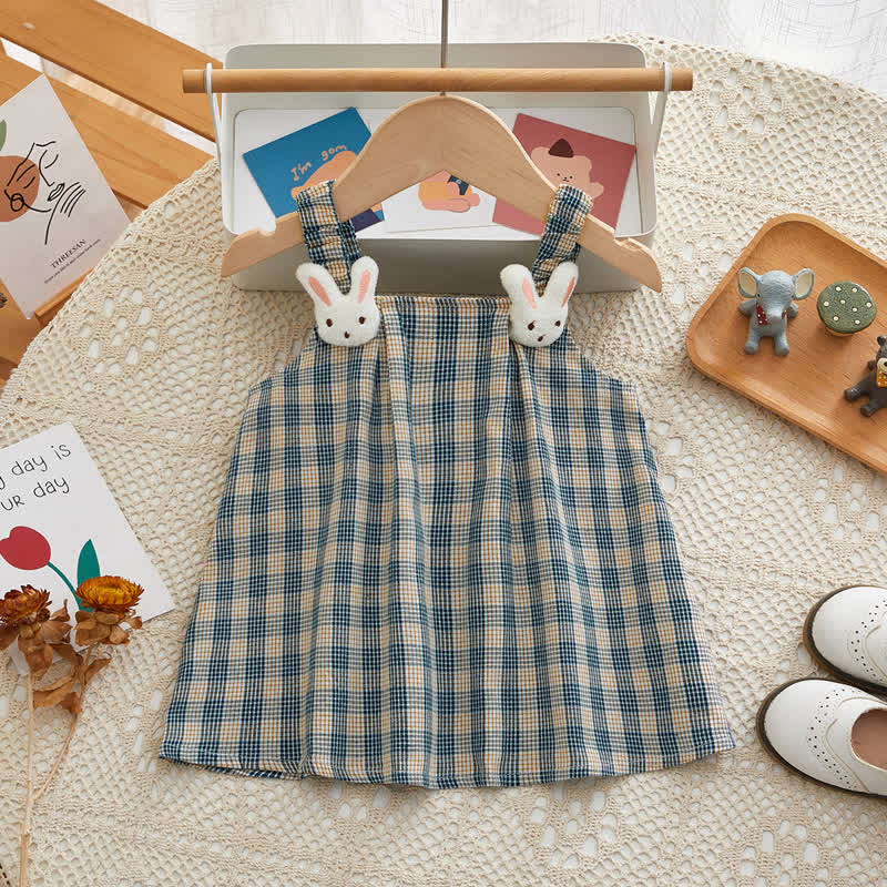 Baby Plaid Bunny Sweet Suspenders Dress